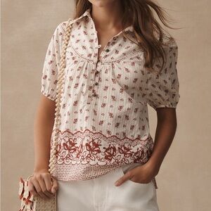 Pilcro Short-Sleeve Popover Blouse